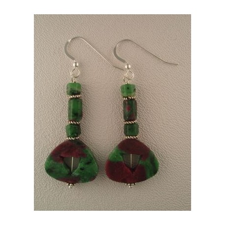 Ruby Zoisite Long Earrings