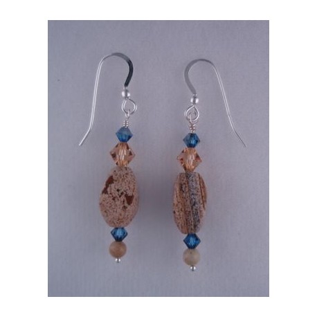 Picture Jasper/BlueSwarovski  Earrings