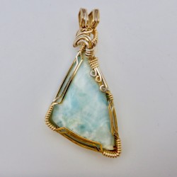 Caribbean Sea Larimar Wire-Wrapped Pendant