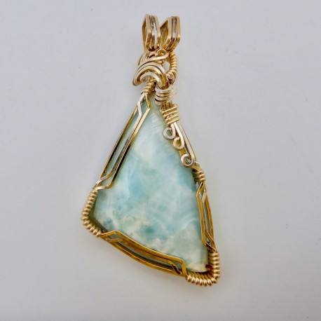 Caribbean Sea Larimar Wire-Wrapped Pendant