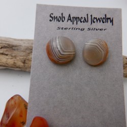 Lake Superior Agate Stud Earrings on Sterling