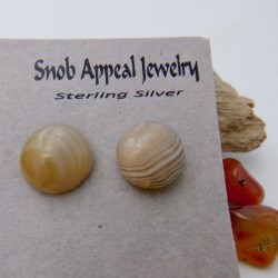 White Lake Superior Agate Stud Earrings