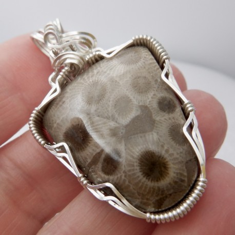 Heart Song Petoskey Pendant in Argentium Silver