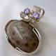 Classy Petoskey Stone Pendant with Amethyst