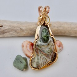 Inconceivable Copper Agate with Greenstone Pendant